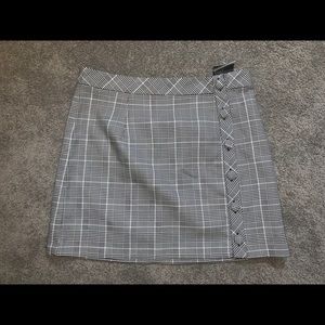 Plaid button front zip up skirt